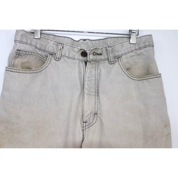 Retro Sasson Mens Light Faded Denim Jeans 1980s Vintage Straight Leg Distressed - Picture 7 of 14